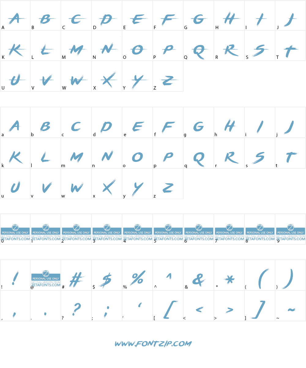BRUSHSTRIKE Font Character